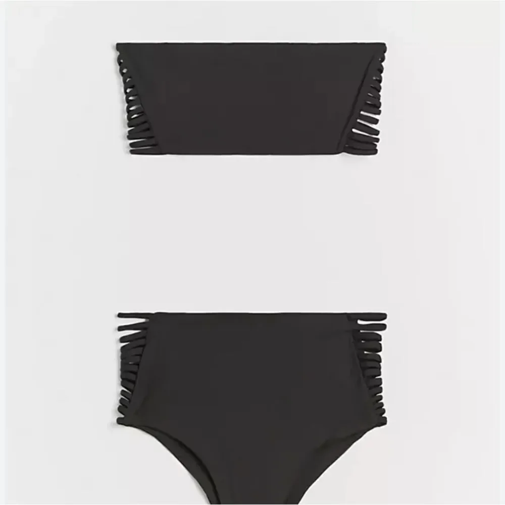 L Space By Monica Wise Bikini Top Bandeau  In Black Size Small